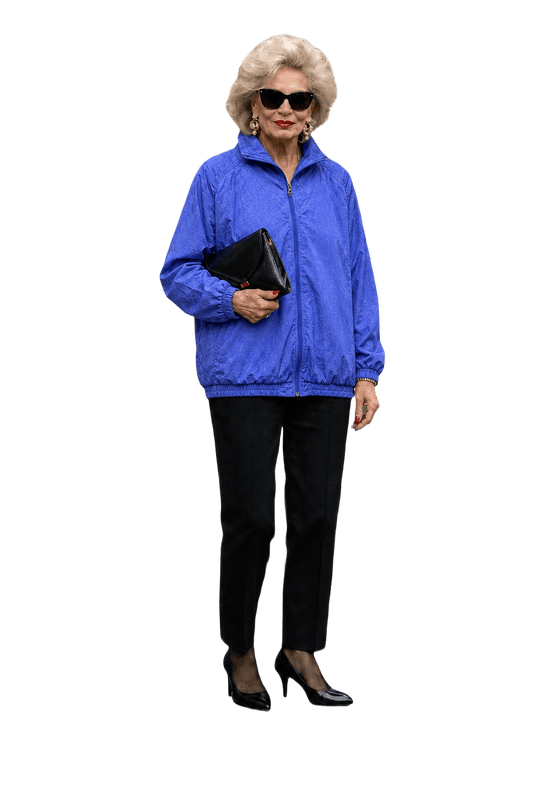 1990s Vibrant Blue Nylon Windbreaker - Model