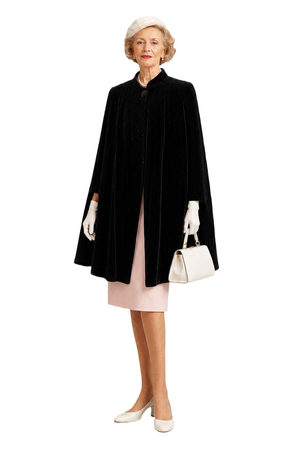 1950s Black Velvet Cape - Model