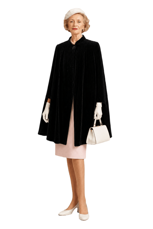 1950s Black Velvet Cape - Model