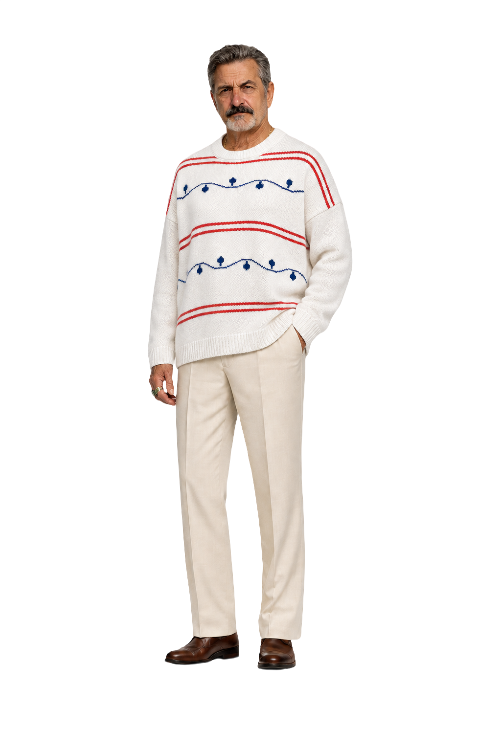 1980s Cream White Wool Blend Sweater - Model