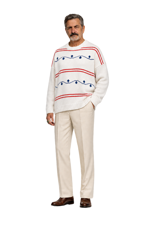1980s Cream White Wool Blend Sweater - Model