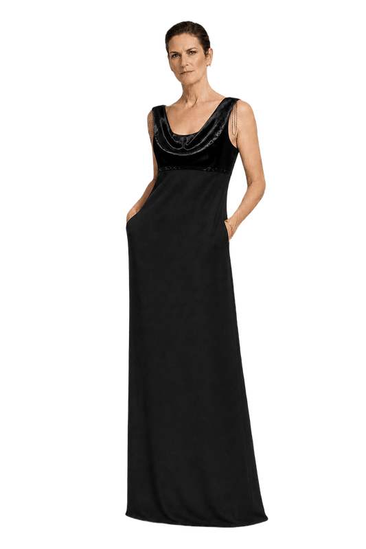 1990s Black Satin Gown - Model