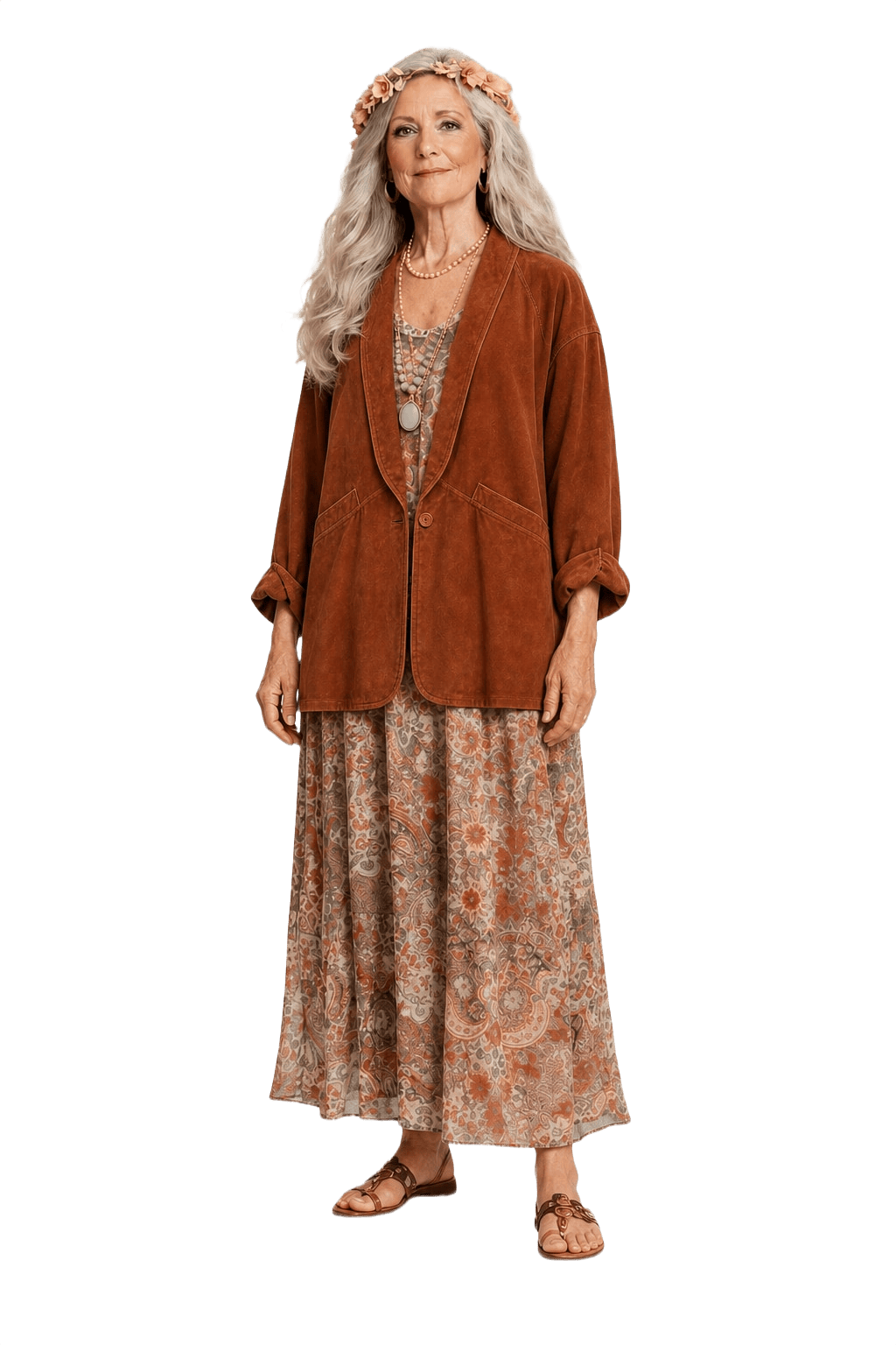 1980s Earthy Orange Suede Blazer - Model