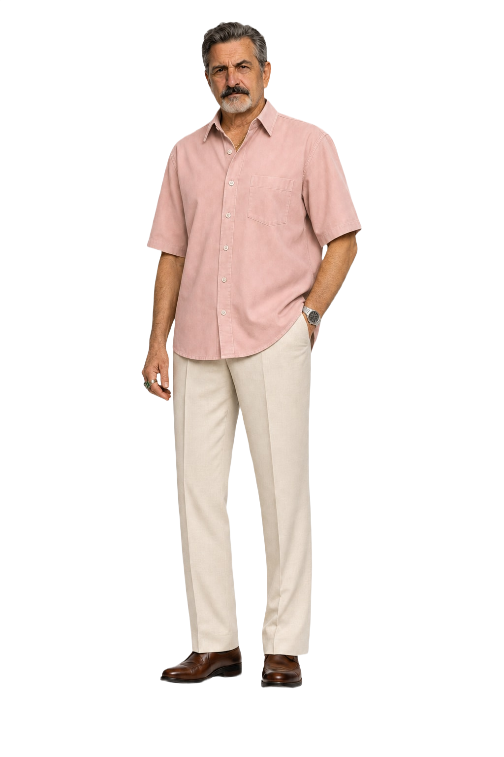 1980s Light Pink Synthetic Blend Shirt - Model