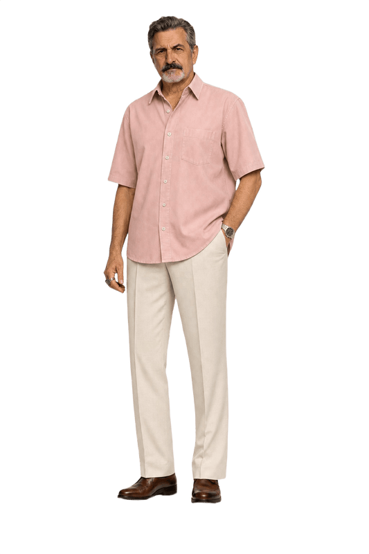 1980s Light Pink Synthetic Blend Shirt - Model