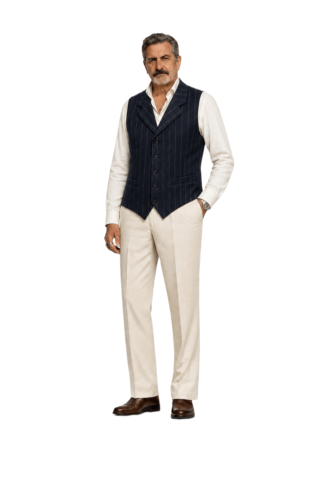 1980s Navy Blue Wool Vest - Model