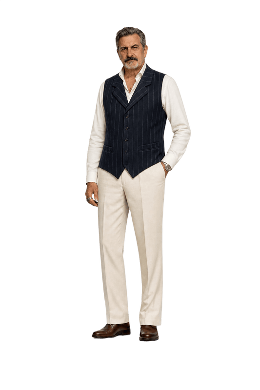 1980s Navy Blue Wool Vest - Model