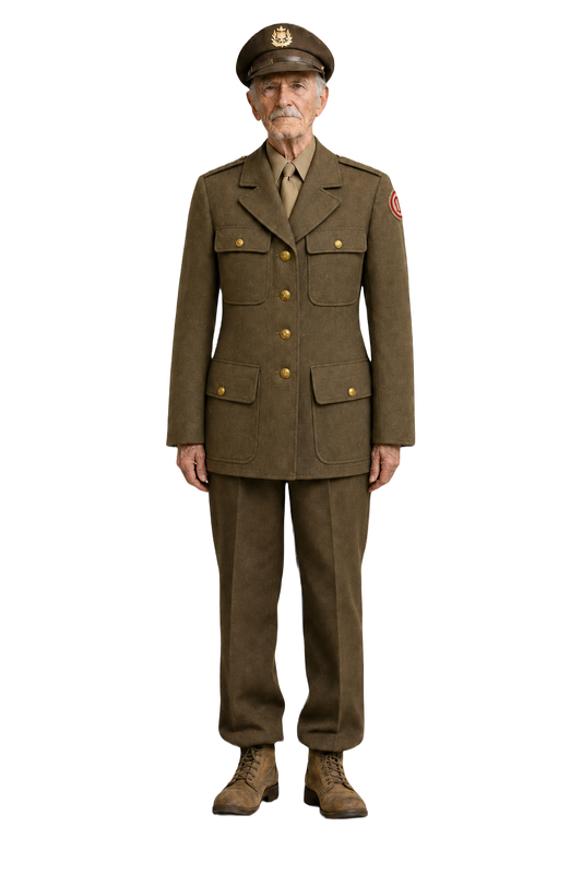 1940s Olive Green Wool Military Jacket - Model