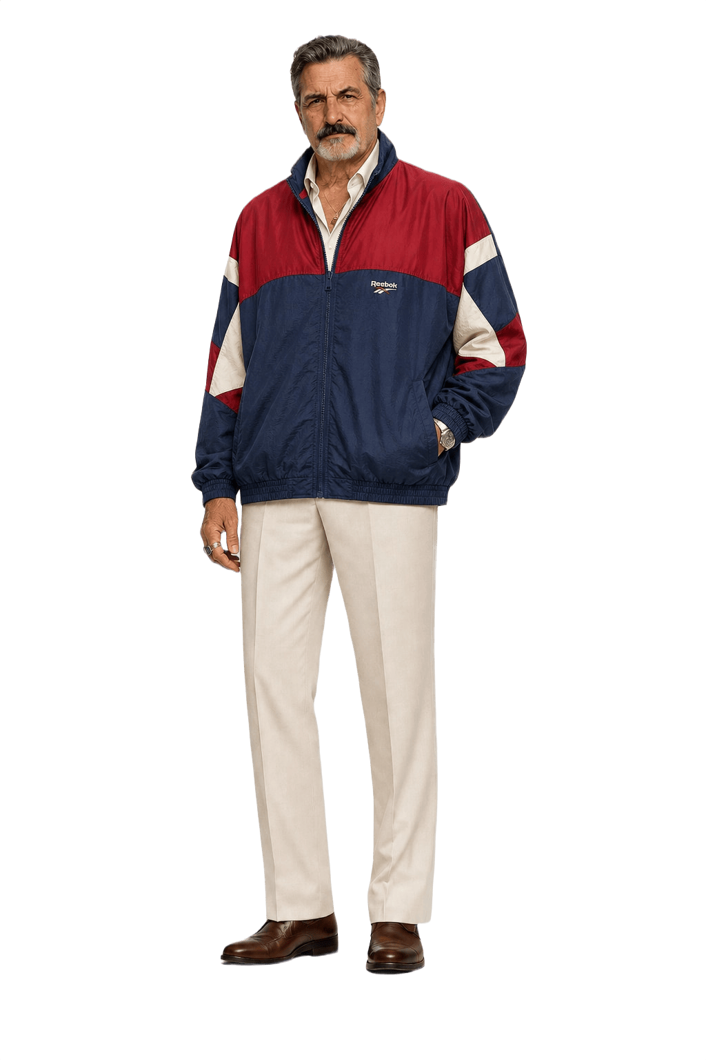 1980s Navy Blue Synthetic Jacket - Model