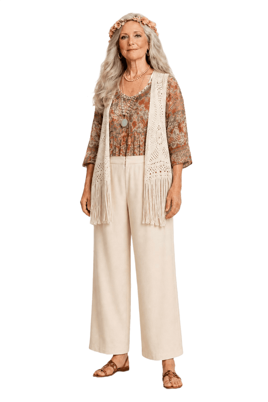 1980s Cream Cotton Blend Pants - Model