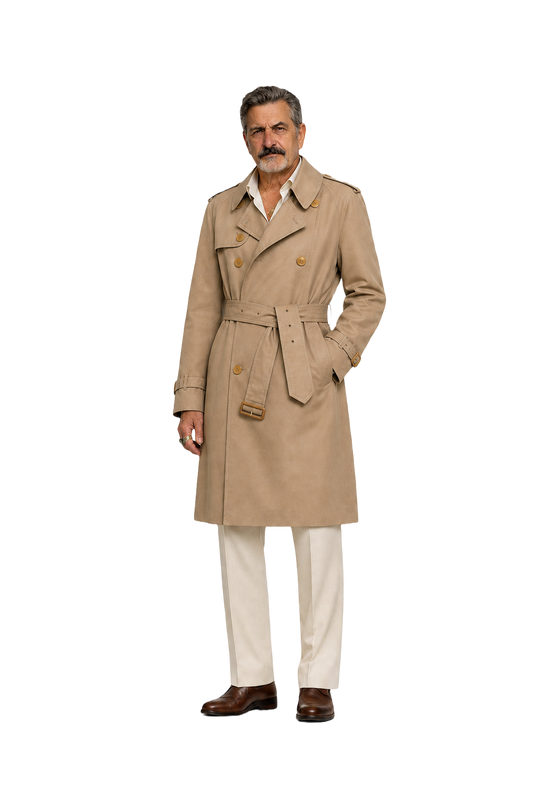 1980s Beige Cotton Trench Coat - Model