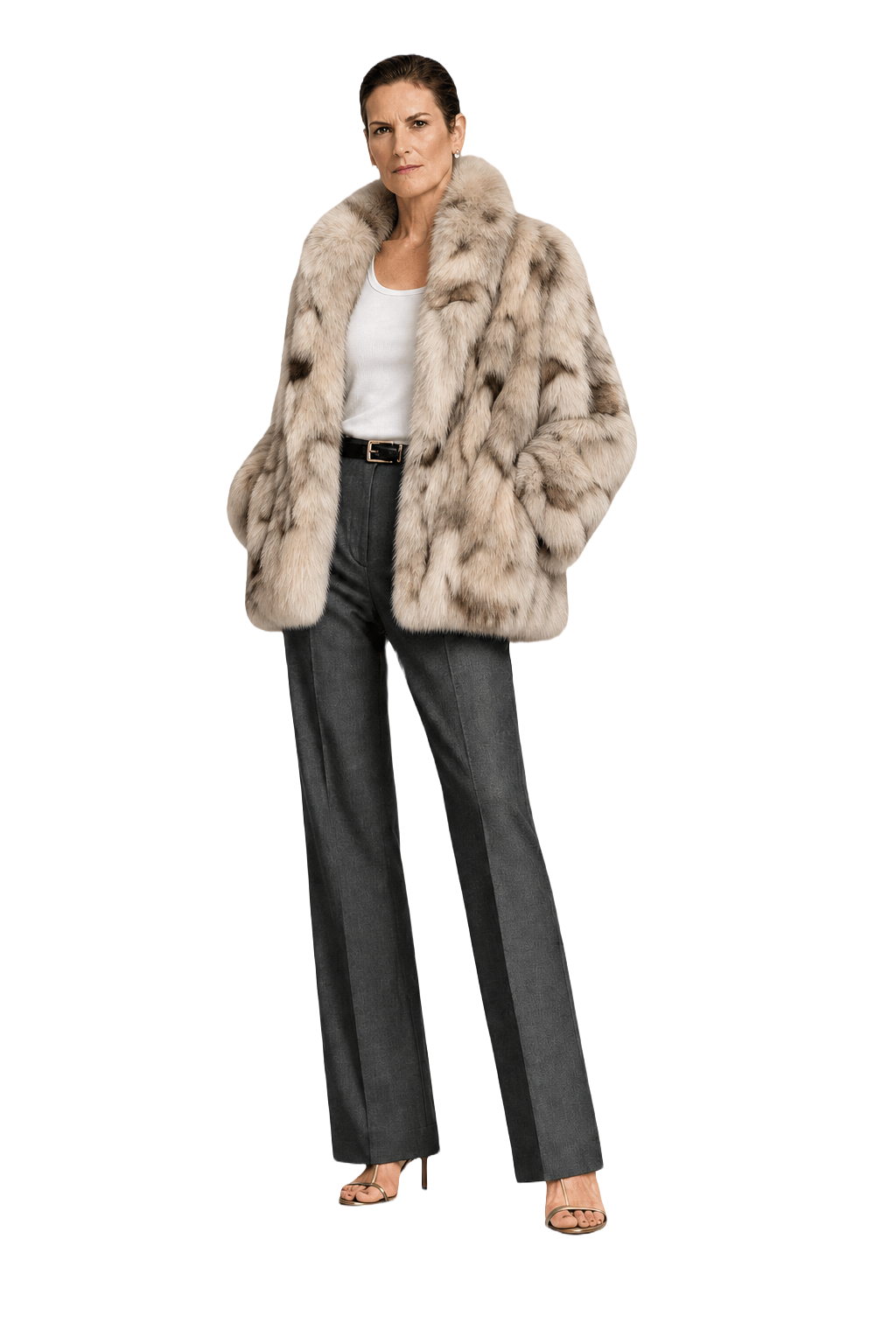 1990s Natural Beige Fur Coat - Model