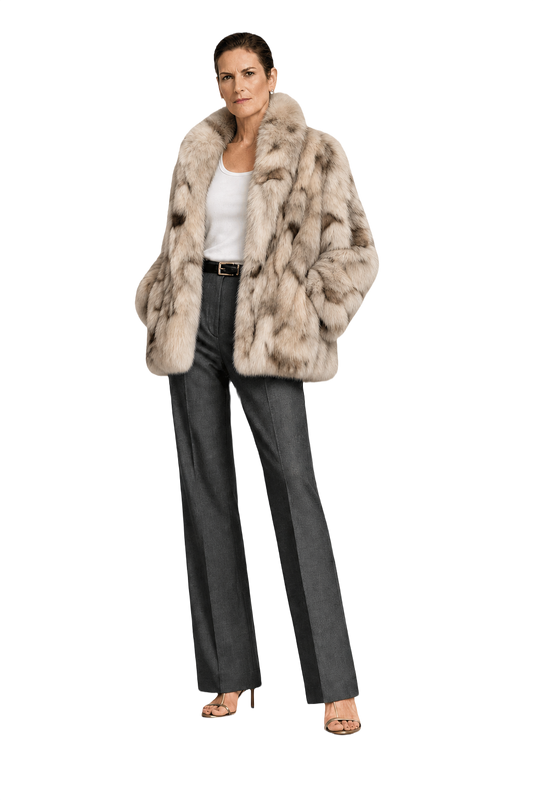 1990s Natural Beige Fur Coat - Model