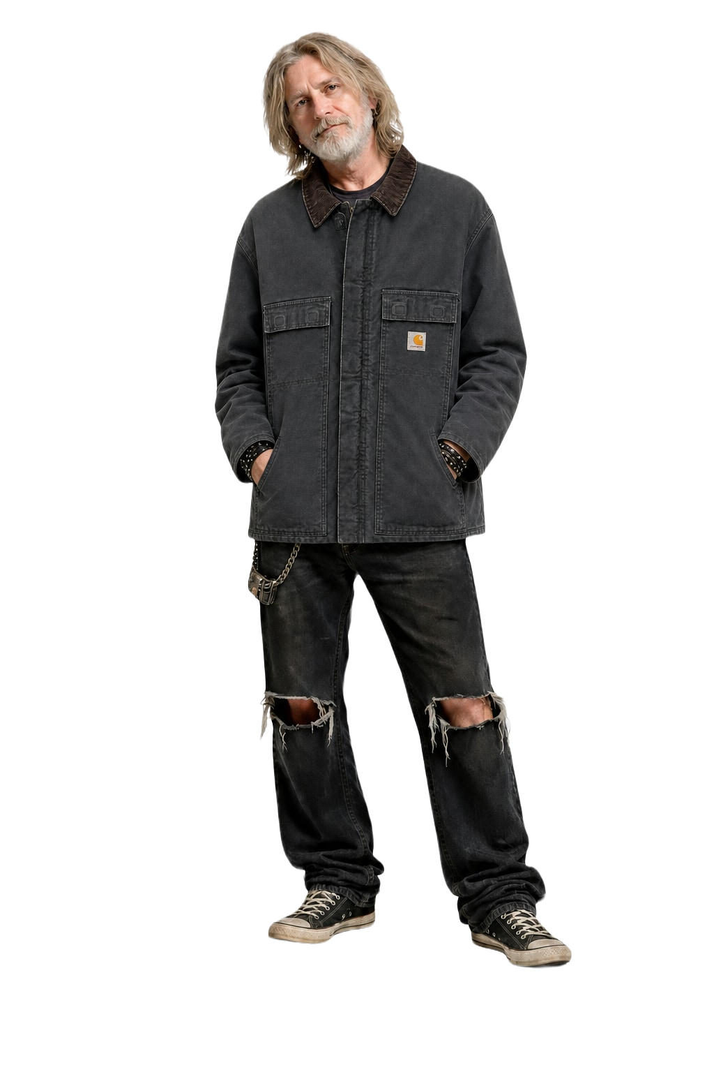 1990s Charcoal Grey Cotton Jacket - Model