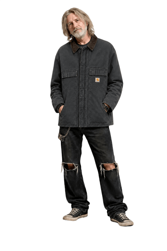 1990s Charcoal Grey Cotton Jacket - Model