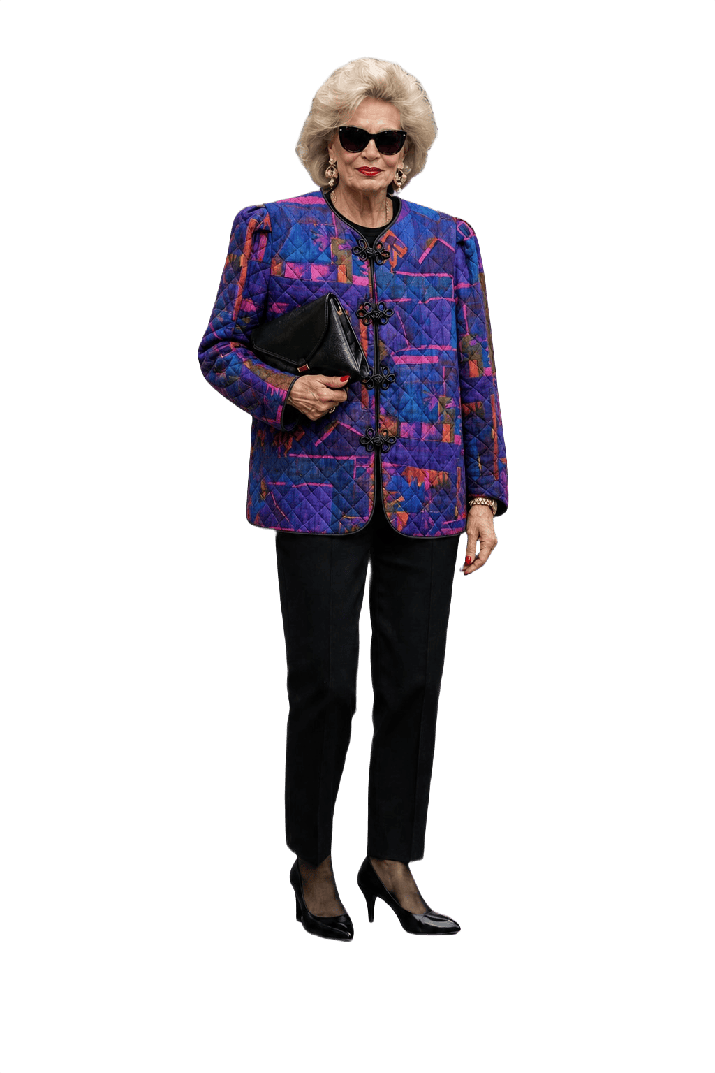 1980s Deep Purple Cotton Blend Jacket - Model