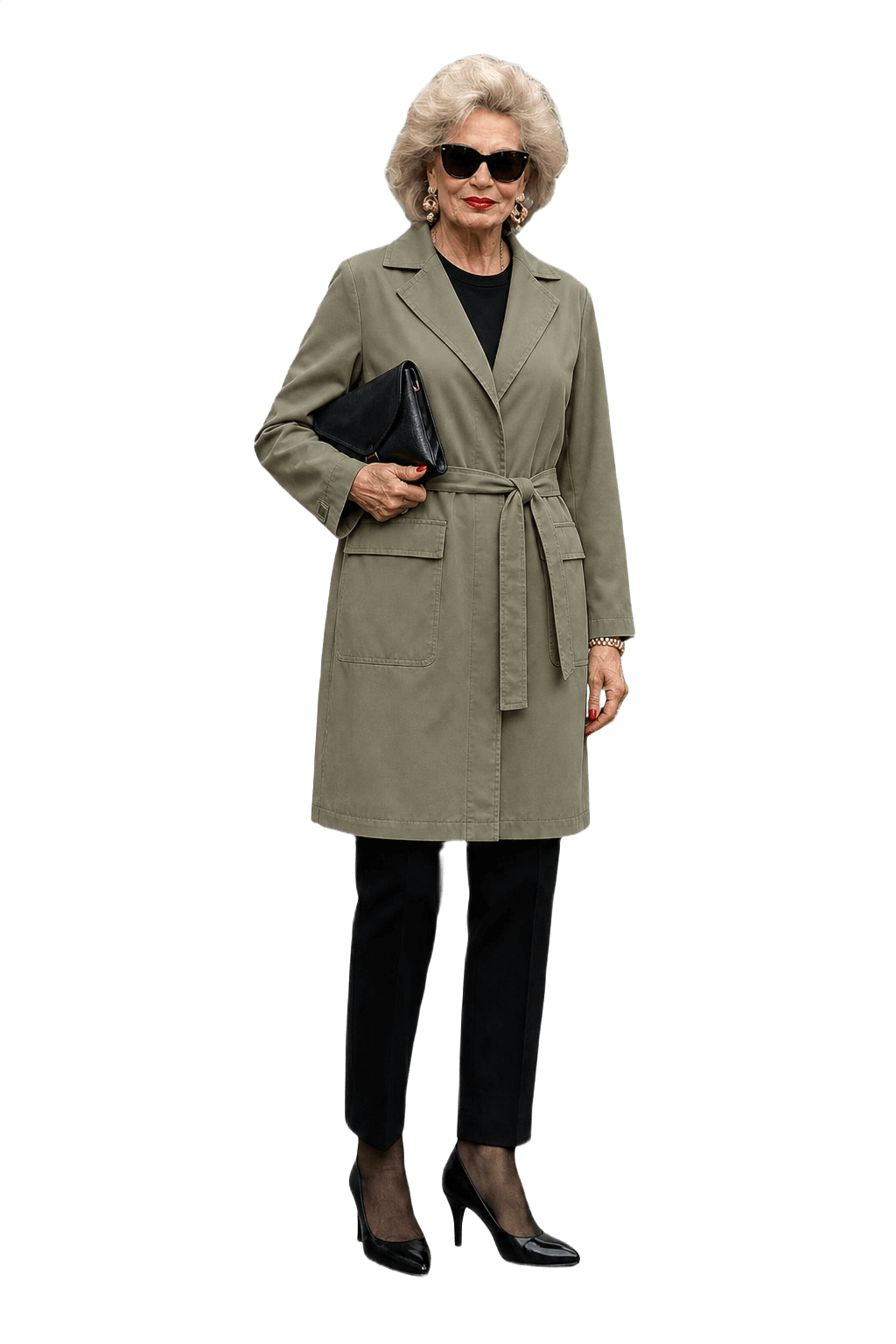 1980s Khaki Cotton Blend Trench Coat - Model