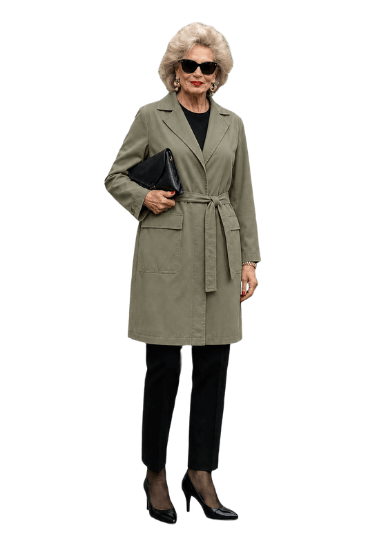 1980s Khaki Cotton Blend Trench Coat - Model