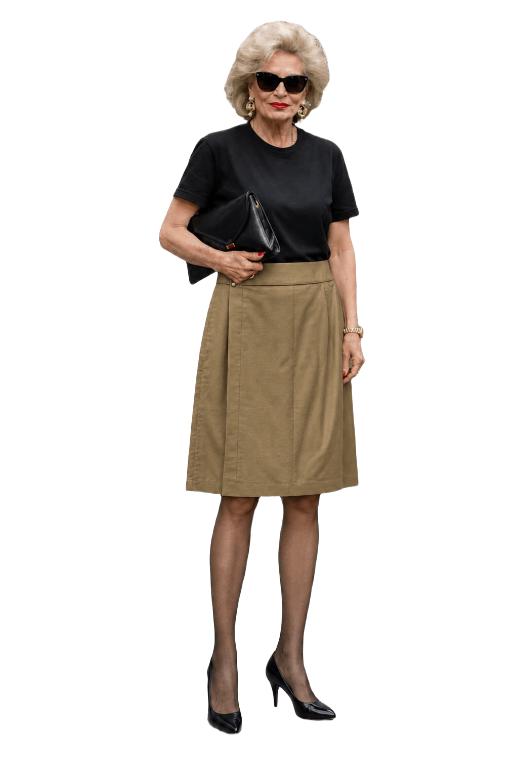 1980s Beige Cotton Blend Skirt - Model