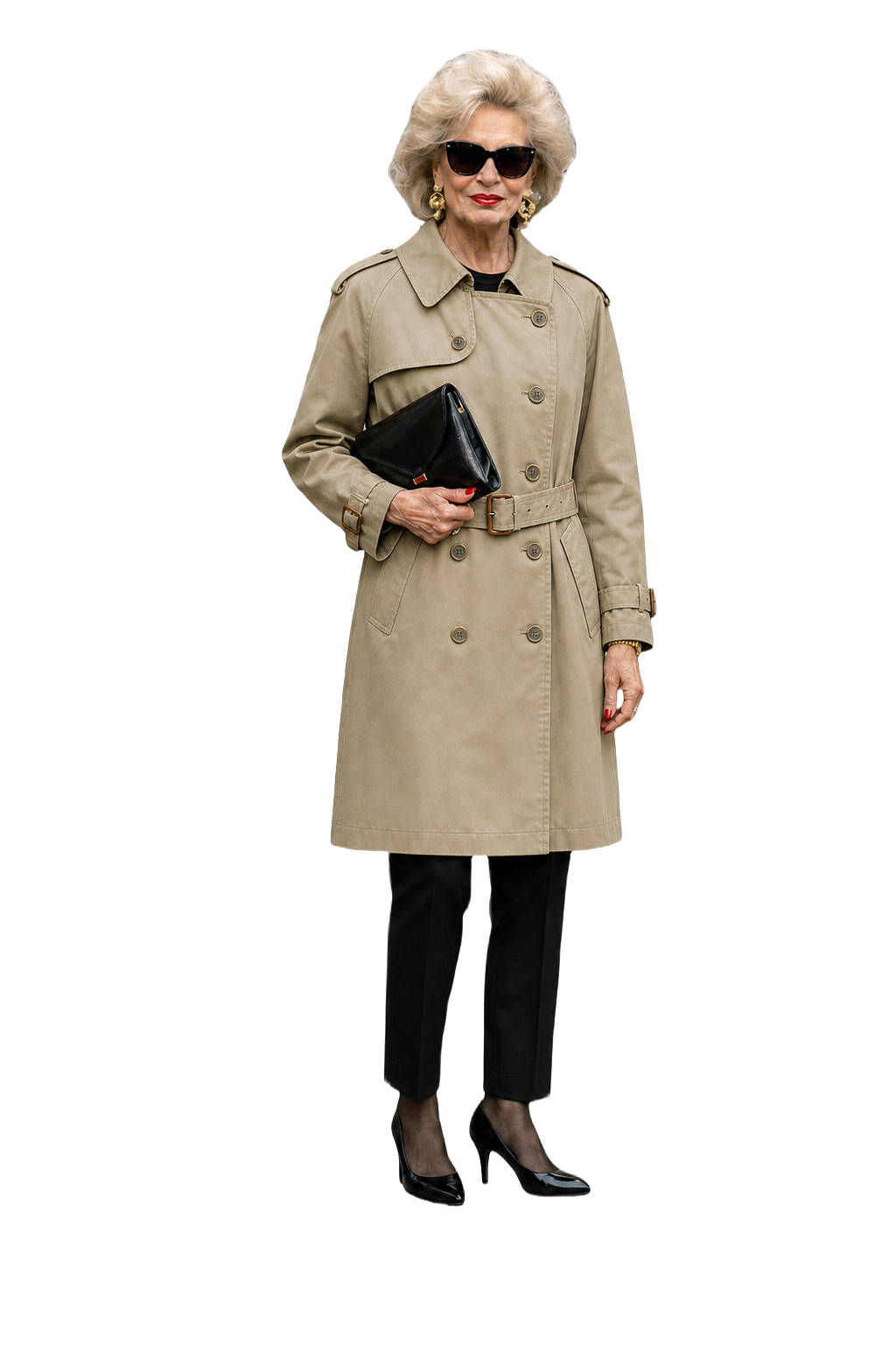 1980s Khaki  Burberry's Cotton Trench Coat - Model