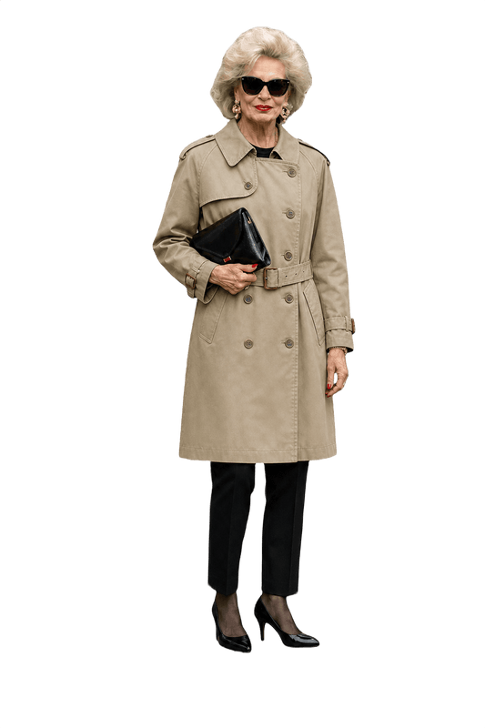 1980s Khaki  Burberry's Cotton Trench Coat - Model