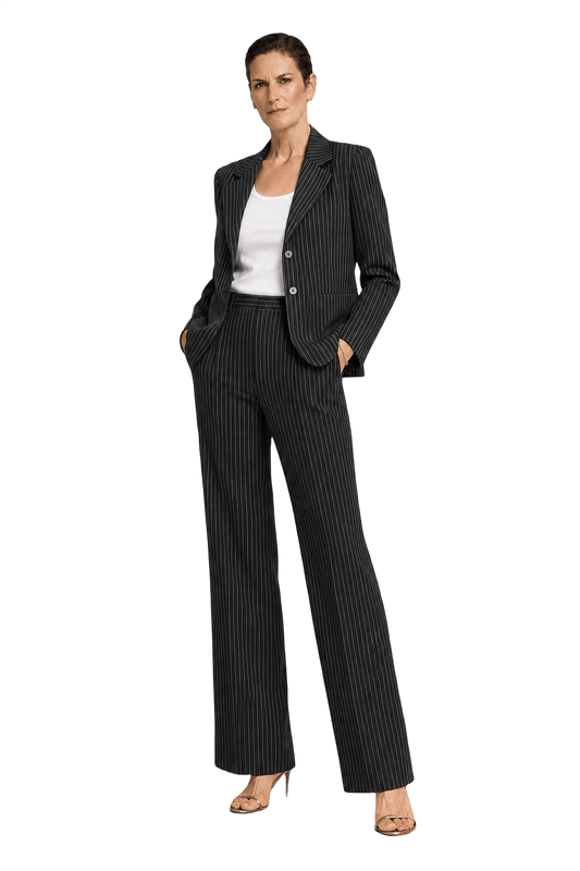 1990s Black Polyester Blend Jacket and Trousers Set - Model