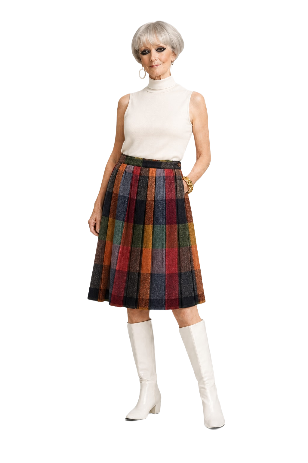 1950s Multi Wool Skirt - Model