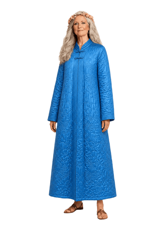 1970s Bright Blue Satin Coat - Model