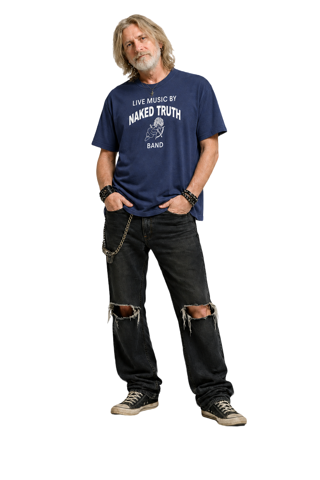 1990s Navy Blue Cotton T-Shirt - Model