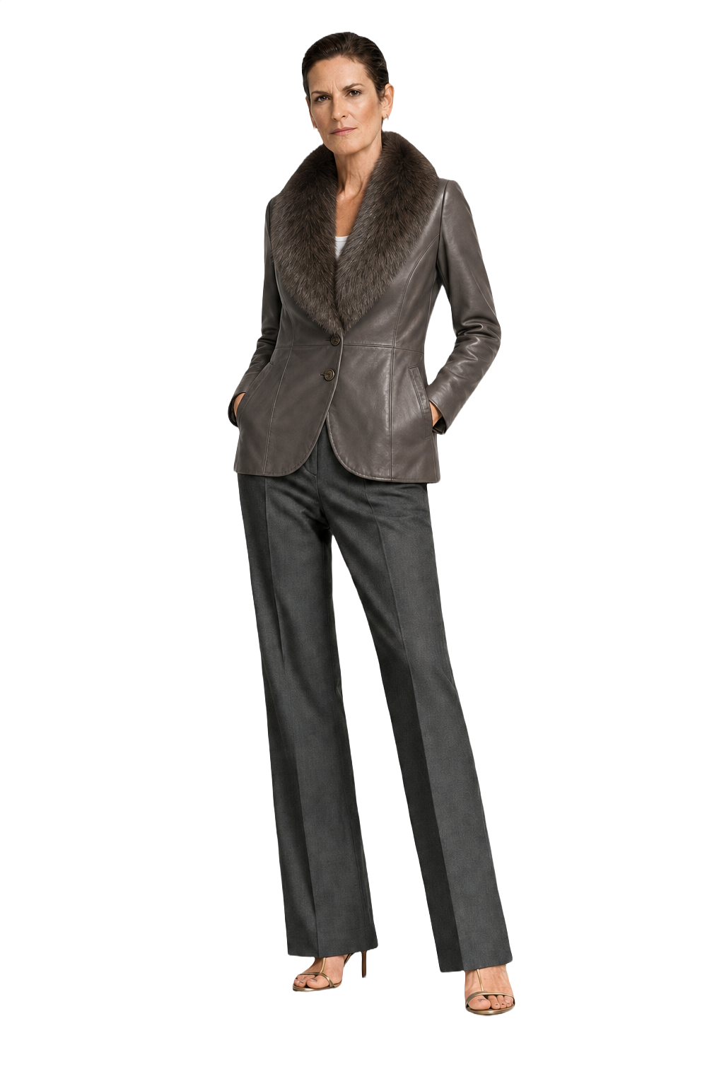 1990s Dark Brown Leather Jacket - Model