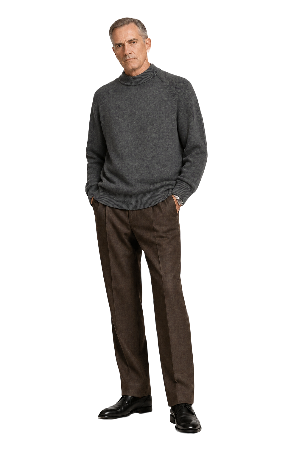 1990s Dark Charcoal Wool Sweater - Model
