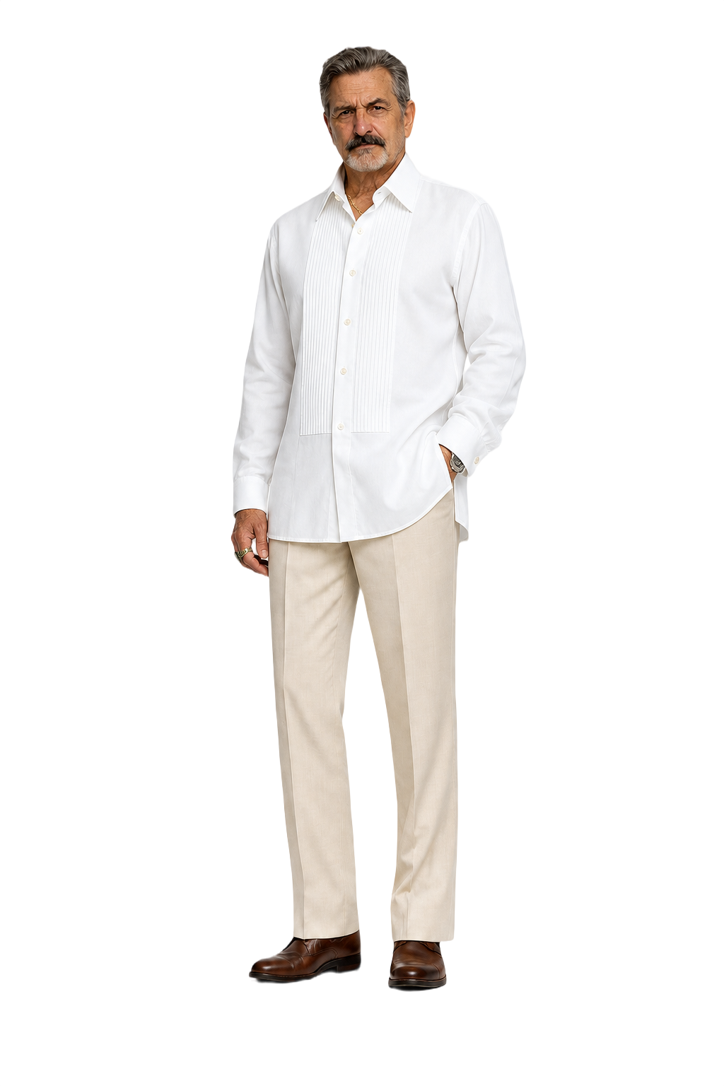 1980s White Cotton Dress Shirt - Model