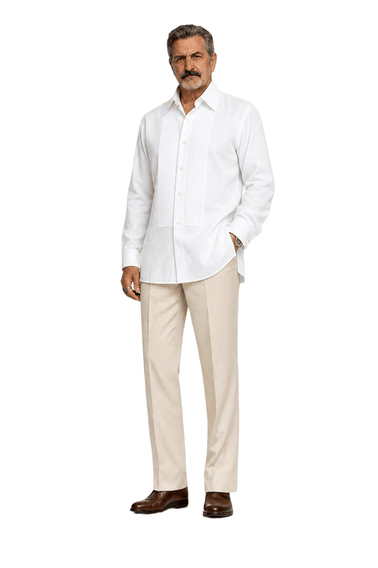 1980s White Cotton Dress Shirt - Model