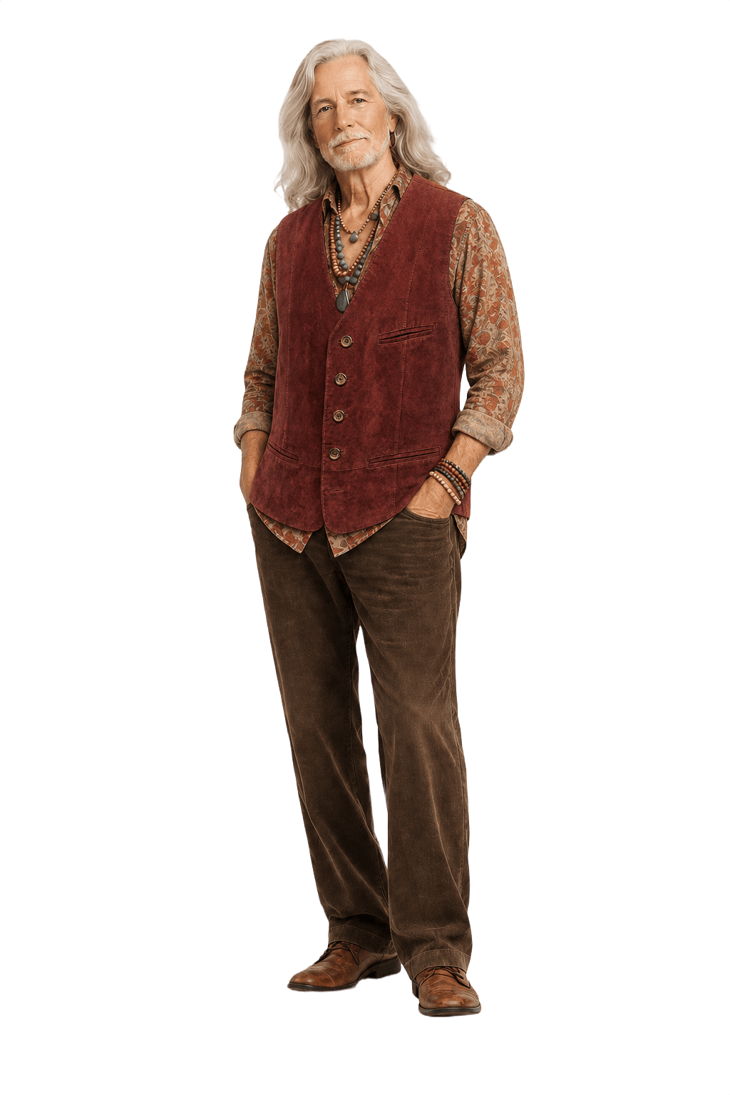 1970s Burgundy Suede Vest - Model