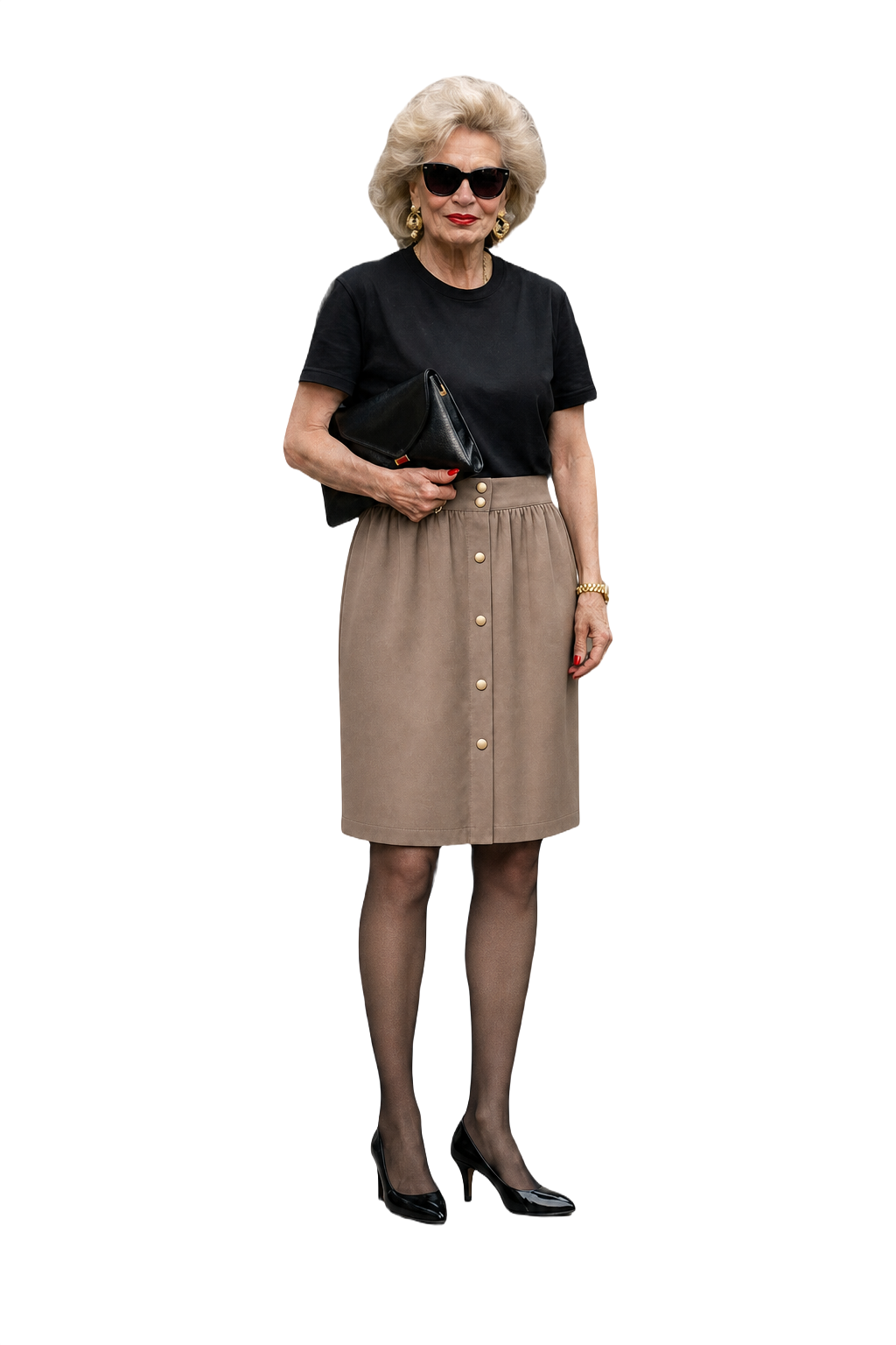 1980s Beige Silk Blend Skirt - Model