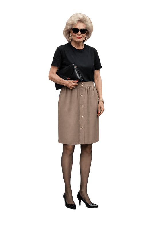 1980s Beige Silk Blend Skirt - Model