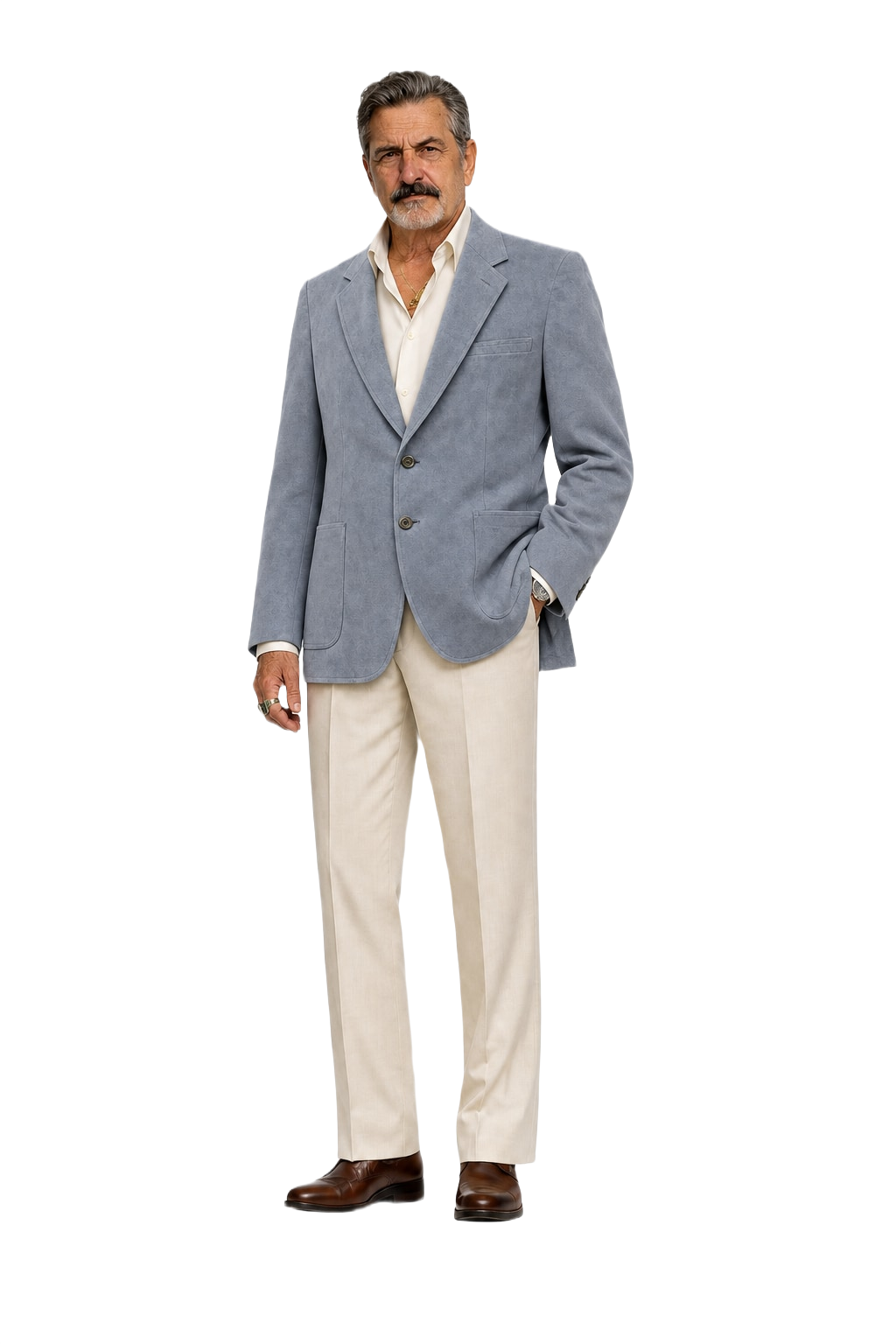 1980s Light Blue Suede Blazer - Model