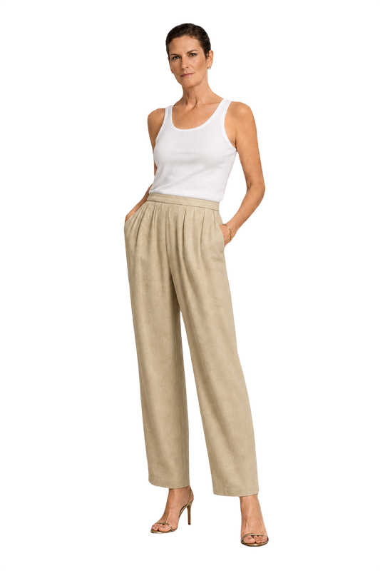 1990s Cream Polyester Pants - Model