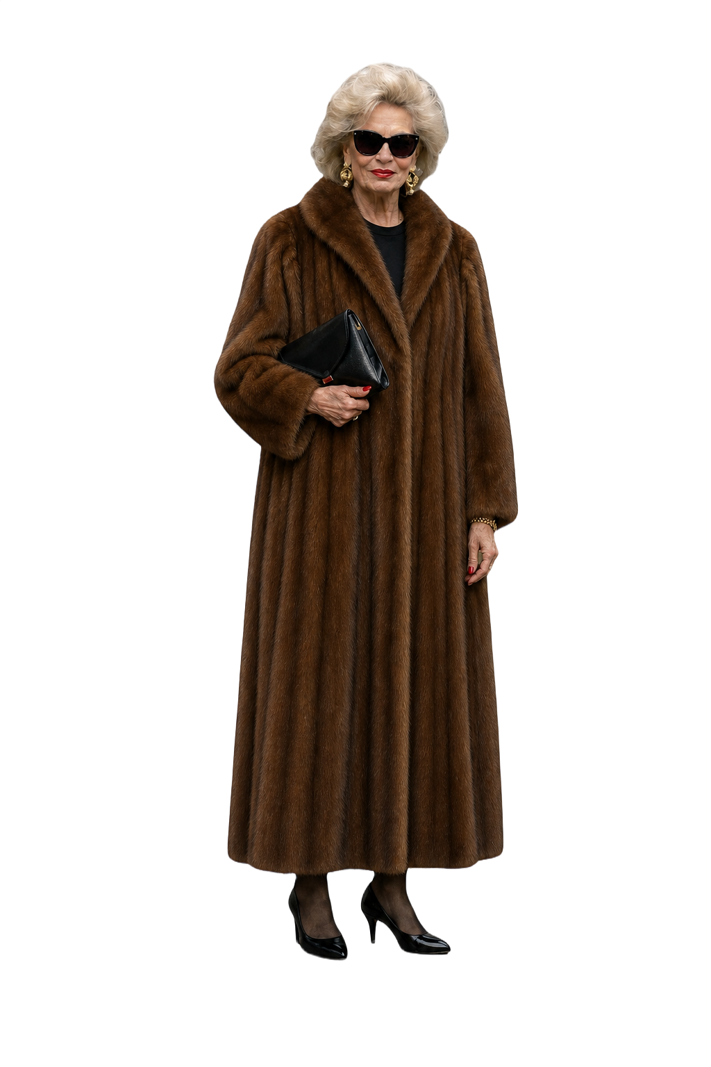 1980s Brown Fur Coat - Model
