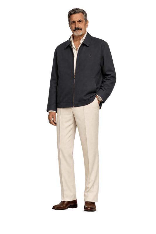 1980s Navy Blue Cotton Blend Jacket - Model