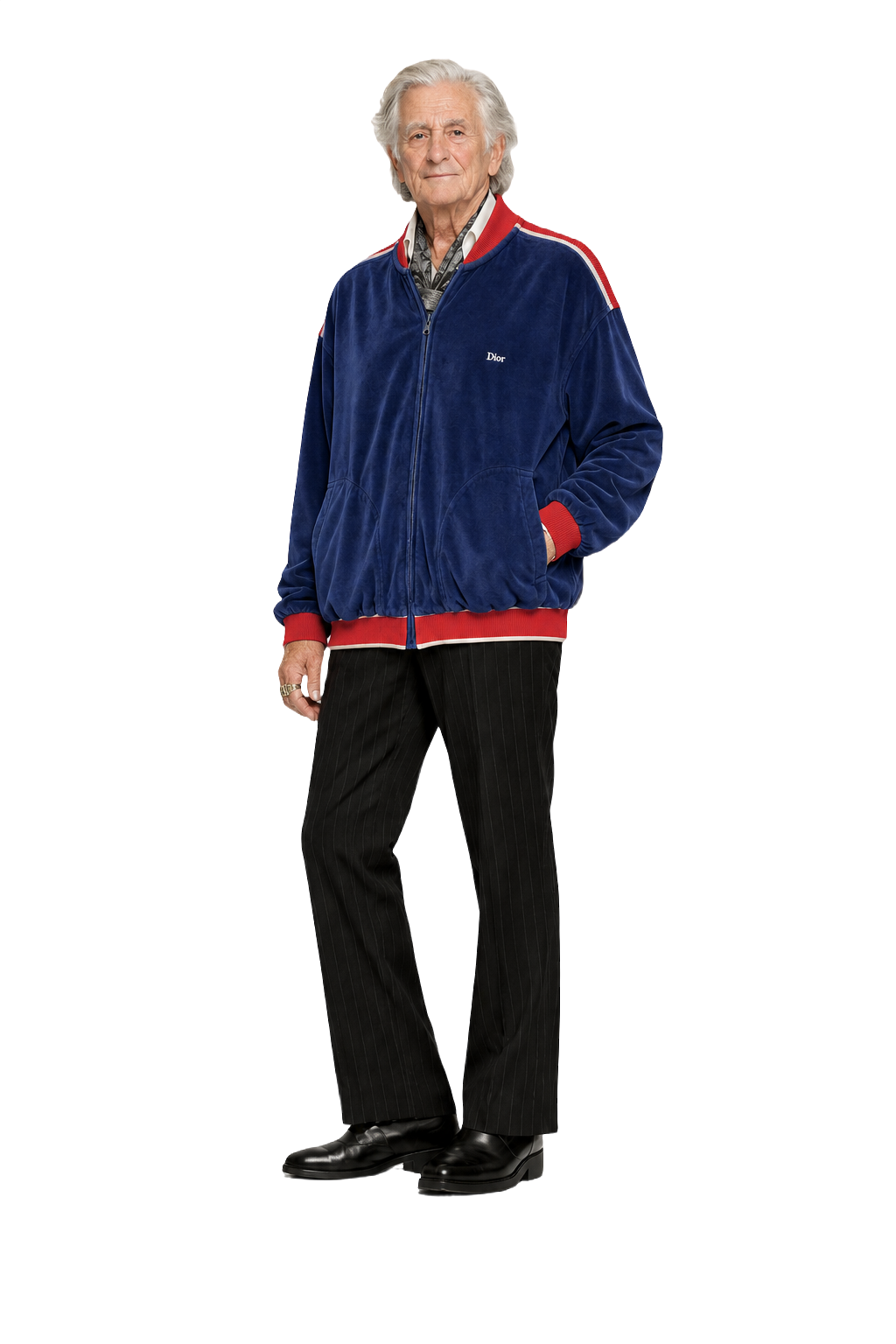 1970s Navy Blue Velour Jacket - Model