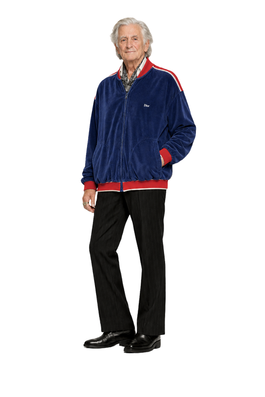 1970s Navy Blue Velour Jacket - Model