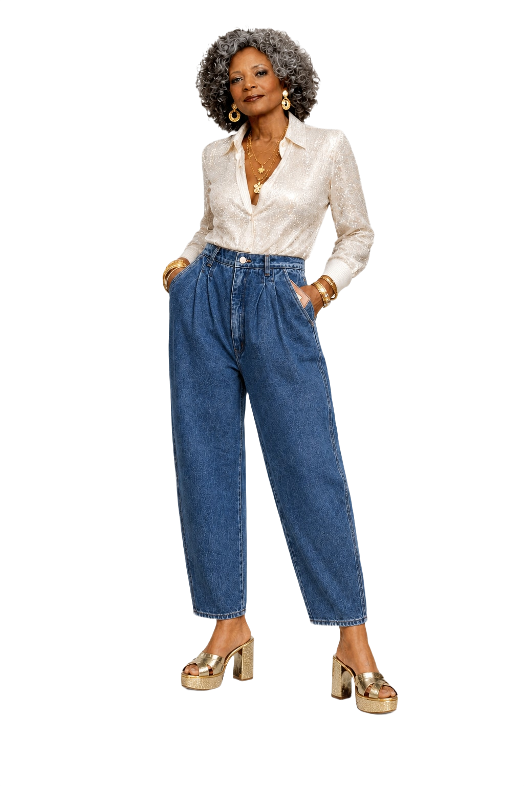 1980s Medium Blue Denim Jeans - Model