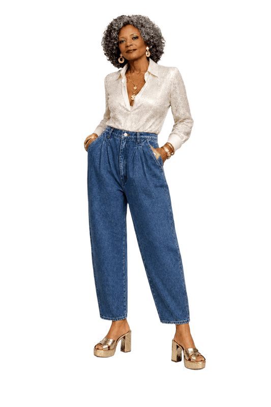 1980s Medium Blue Denim Jeans - Model