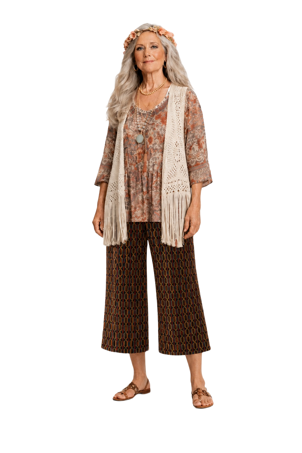 1970s Multi-Color Velour Pants - Model