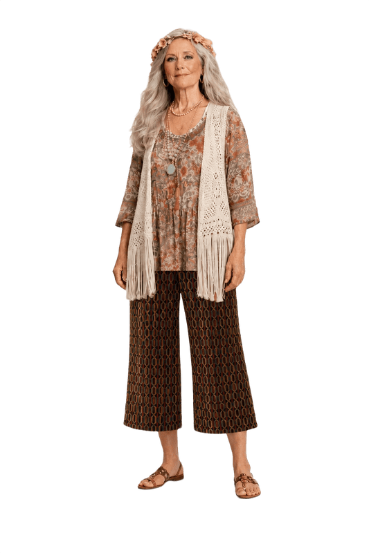 1970s Multi-Color Velour Pants - Model