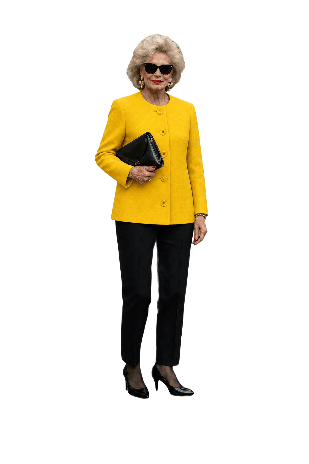 1980s Yellow Wool Blend Jacket - Model