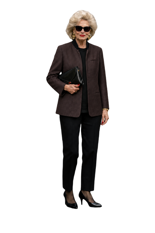 1980s Dark Brown Wool Blend Blazer - Model