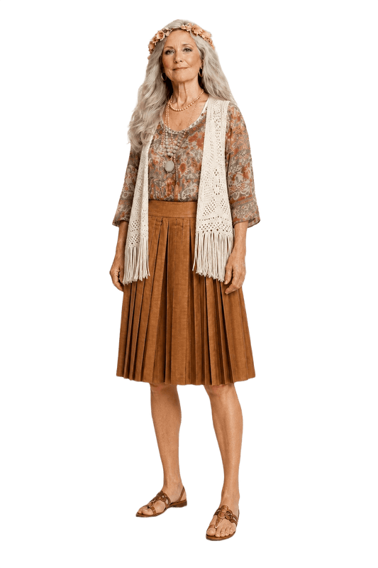 1950s Mustard Wool Skirt - Model