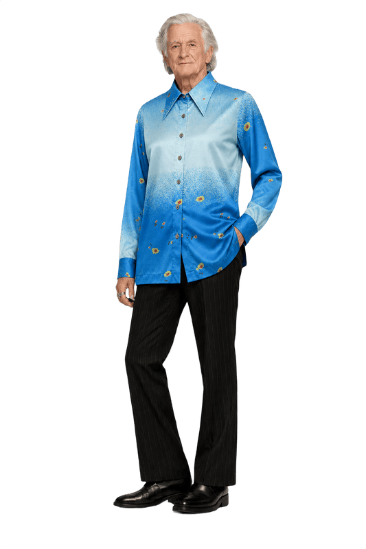1970s Blue Polyester Shirt - Model